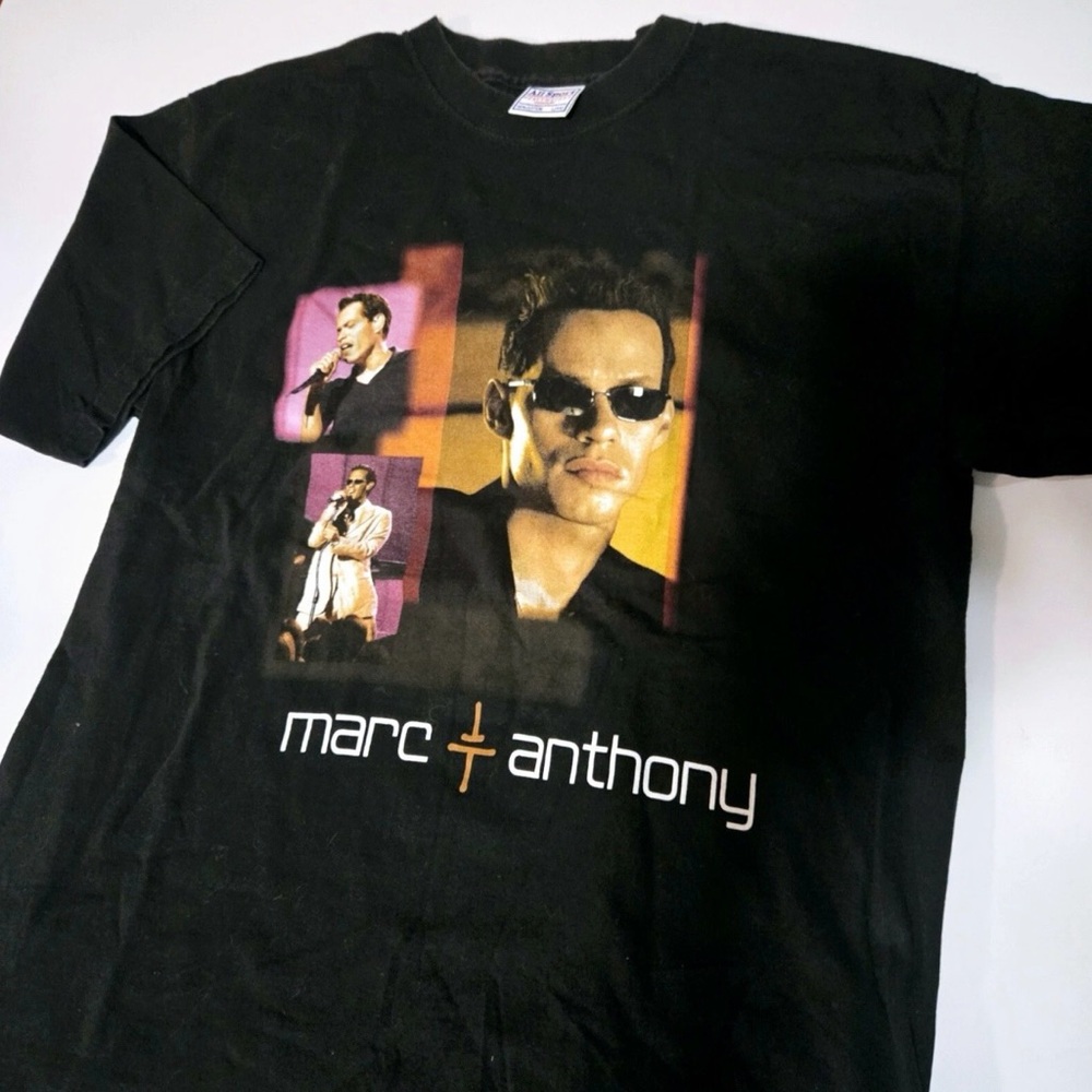 Vintage Y2K Marc Anthony Concert Band Tour Latin Shirt Faded 90s Hip Hop Jazz L